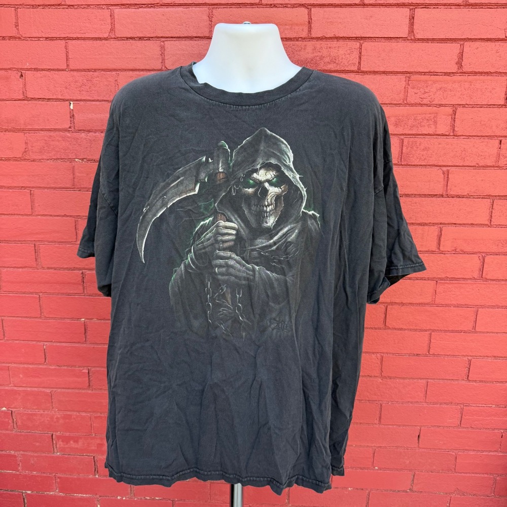 Tennessee River Mens 3XL Grim Reaper Graphic Shirt Black Skeleton Scythe Goth